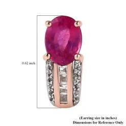 Ilakaka Hot Pink Sapphire Earrings, Pink Sapphire J Hoop Earrings, White Topaz Accent Earrings, Vermeil Rose Gold Over Sterling Silver Earrings 4.00 Ctw -Jewelry store 7460933 5