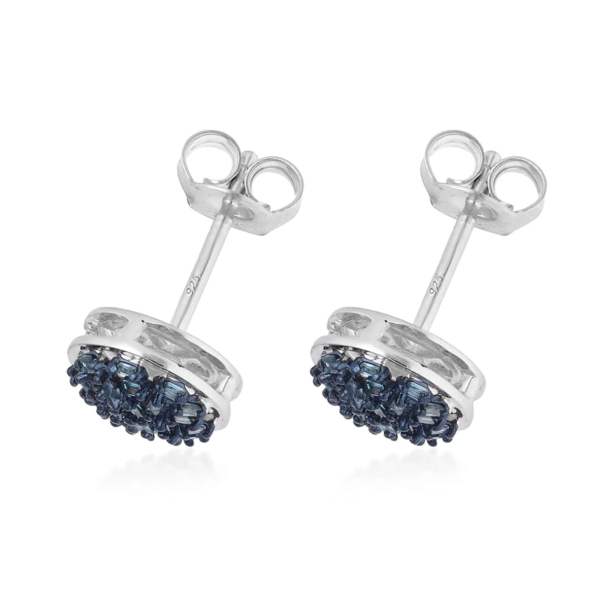 Venice Blue Diamond I1-I2 Stud Earrings In Platinum Over Sterling Silver 0.20 Ctw 5 Venice Blue Diamond I1-I2 Stud Earrings In Platinum Over Sterling Silver 0.20 Ctw - Image 4