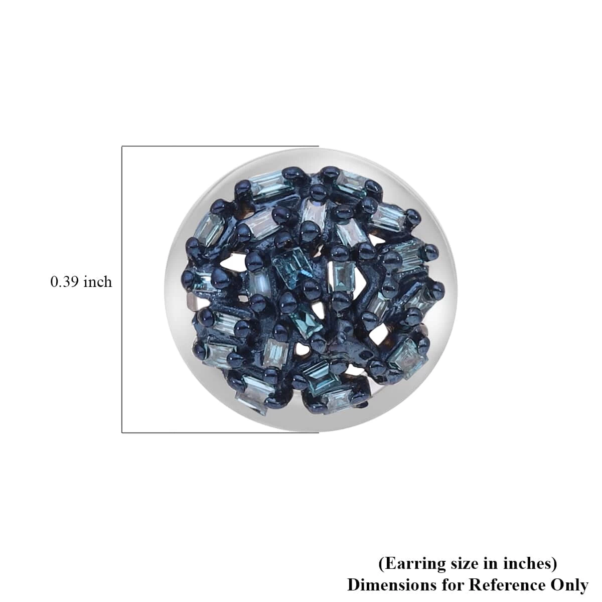 Venice Blue Diamond I1-I2 Stud Earrings In Platinum Over Sterling Silver 0.20 Ctw 6 Venice Blue Diamond I1-I2 Stud Earrings In Platinum Over Sterling Silver 0.20 Ctw - Image 5