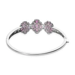 Ilakaka Hot Pink Sapphire (FF) Bangle Bracelet In Vermeil Yellow Gold And Platinum Over Sterling Silver (7.25 In) 12.10 Ctw -Jewelry store 7461140 4