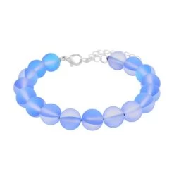 Blue Magic Color Glass Beaded Stretch Bracelet (7.5-8.5In) With Lobster Lock In Rhodium Over Sterling Silver -Jewelry store 7461493 2