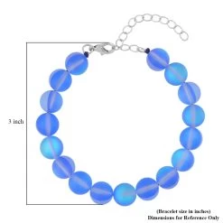 Blue Magic Color Glass Beaded Stretch Bracelet (7.5-8.5In) With Lobster Lock In Rhodium Over Sterling Silver -Jewelry store 7461493 4