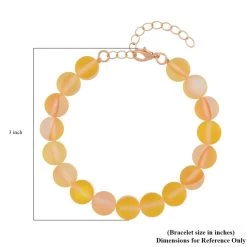 Champagne Color Glass Beaded Stretch Bracelet (7.5-8.5In) With Lobster Lock In 14K YG Over Sterling Silver -Jewelry store 7461503 3