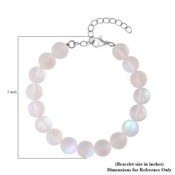 White Mystic Color Glass Beaded Stretch Bracelet (7.5-8.5In) With Lobster Lock In Rhodium Over Sterling Silver -Jewelry store 7461509 3