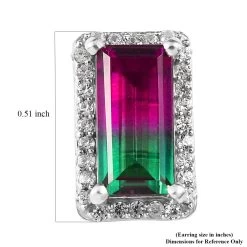 Watermelon Quartz (Triplet) And White Zircon Halo Stud Earrings In Platinum Over Sterling Silver 4.40 Ctw -Jewelry store 7461519 4