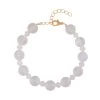 White Aurora Borealis Glass And White Glass Beaded Bracelet In 14K YG Over Sterling Silver (7.5-8.5In) -Jewelry store 7461521