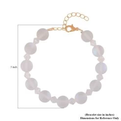 White Aurora Borealis Glass And White Glass Beaded Bracelet In 14K YG Over Sterling Silver (7.5-8.5In) 9 White Aurora Borealis Glass And White Glass Beaded Bracelet In 14K YG Over Sterling Silver (7.5-8.5In) -Jewelry store 7461521 3