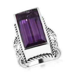 Artisan Crafted Lab Grown Color Change Sapphire Solitaire Ring In Sterling Silver 17.40 Ctw