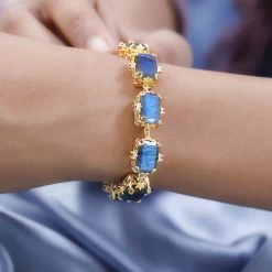 AAA Malagasy Labradorite And Orissa Rhodolite Garnet Bracelet In Vermeil Yellow Gold Over Sterling Silver (7.25 In) 42.00 Ctw -Jewelry store 7461747 2