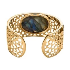 Karis Malagasy Labradorite Cuff Bracelet In 18K YG Plated (7.25 In) 83.15 Ctw -Jewelry store 7479810 4