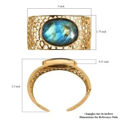 Karis Malagasy Labradorite Cuff Bracelet In 18K YG Plated (7.25 In) 83.15 Ctw -Jewelry store 7479810 5