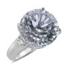 Whirlpool Cut Montezuma Prasiolite And White Zircon Ring In Platinum Over Sterling Silver 10.40 Ctw