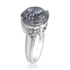 Whirlpool Cut Montezuma Prasiolite And White Zircon Ring In Platinum Over Sterling Silver 10.40 Ctw -Jewelry store 7480516 2