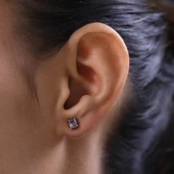 Tanzanian Lavender Spinel Stud Earrings In Platinum Over Sterling Silver 0.85 Ctw -Jewelry store 7480718 2