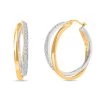 Diamond Earrings, Diamond Hoop Earrings, Twisted Hoop Earrings, Dual Tone Earrings, Vermeil YG Over Sterling Silver Earrings 0.50 Ctw -Jewelry store 7485502