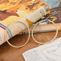 14K Yellow Gold Diamond-Cut Hoop Earrings 7.10 Grams -Jewelry store 7485526 1