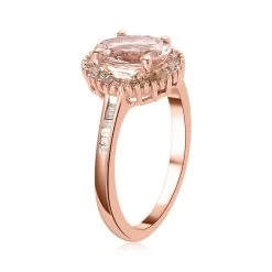 Pink Morganite And Diamond Halo Ring In Vermeil Rose Gold Over Sterling Silver 1.25 Ctw -Jewelry store 7485758 3
