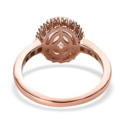 Pink Morganite And Diamond Halo Ring In Vermeil Rose Gold Over Sterling Silver 1.25 Ctw -Jewelry store 7485758 4