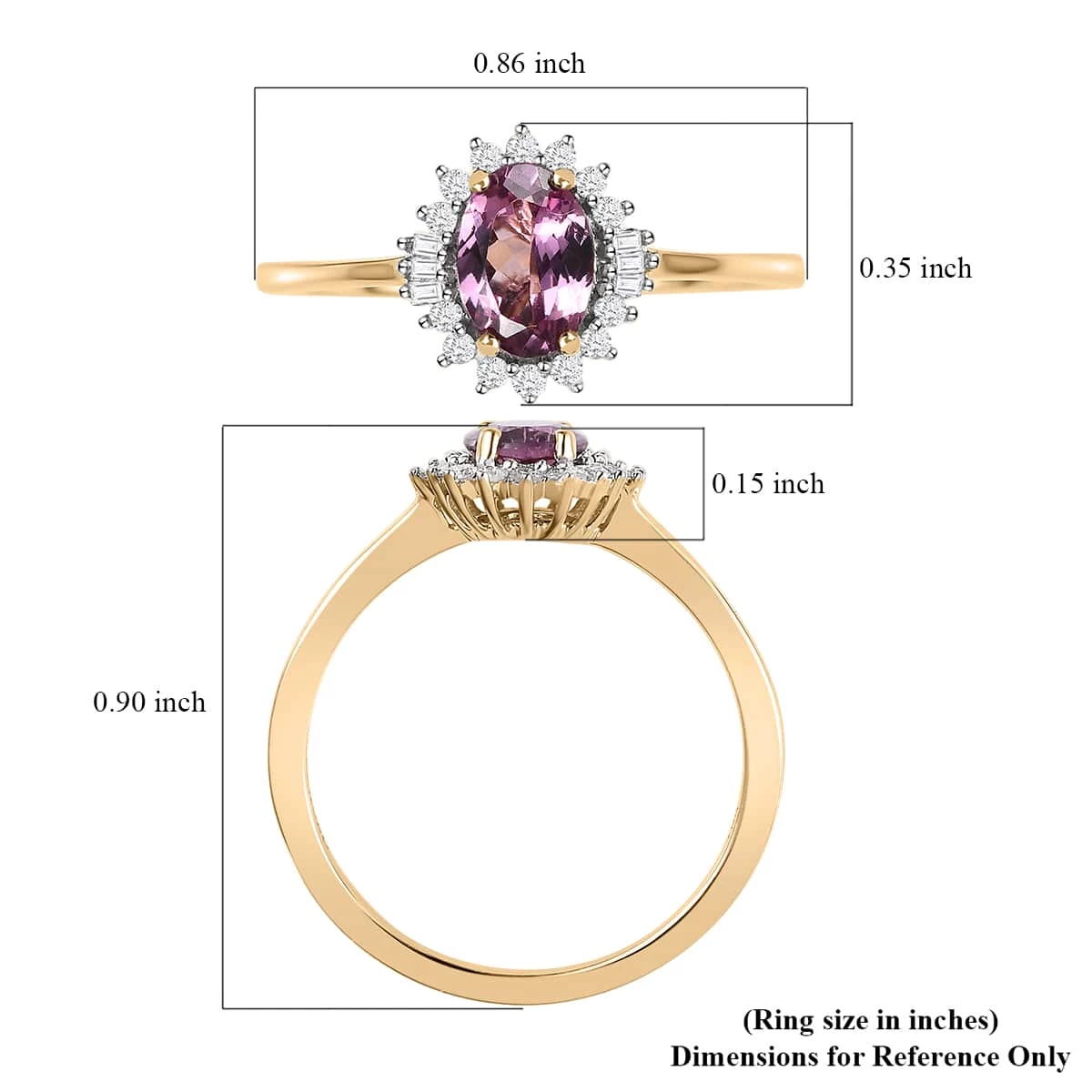 Luxoro 10K Yellow Gold AA Narsipatnam Purple Spinel And Diamond Halo Ring 0.90 Ctw 8 Luxoro 10K Yellow Gold AA Narsipatnam Purple Spinel And Diamond Halo Ring 0.90 Ctw - Image 6
