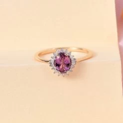 Luxoro 10K Yellow Gold Premium Narsipatnam Purple Spinel And Diamond Sunburst Ring 0.90 Ctw -Jewelry store 7487097 1