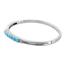 Sleeping Beauty Turquoise Bangle Bracelet In Stainless Steel (7.25 In) 2.00 Ctw | Tarnish-Free, Waterproof, Sweat Proof Jewelry -Jewelry store 7487294 3