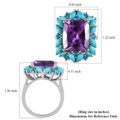 Lab Grown Color Change Sapphire And Multi Gemstone Ring In Platinum Over Sterling Silver 15.25 Ctw -Jewelry store 7487506 5