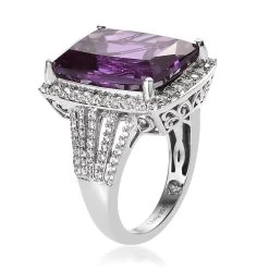 Lab Grown Color Change Sapphire And White Zircon Ring In Platinum Over Sterling Silver 17.25 Ctw -Jewelry store 7487524 3