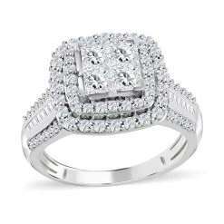 10K White Gold Diamond Ring 5.70 Grams 1.75 Ctw