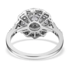 Moissanite Floral Ring | Moissanite Ring | Cocktail Ring |Platinum Over Sterling Silver Ring 1.20 Ctw -Jewelry store 7488627 4
