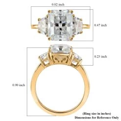 Luxoro Radiant Cut Moissanite Ring, Moissanite 3 Stone Ring, 10K Yellow Gold Ring, Gold Three Stone Ring, Gold Jewelry For Her, Engagement Ring In Gold 4.10 Ctw -Jewelry store 7488746 6