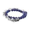 Lapis Lazuli Beaded And Link Chain Double Layered Men's Dragon Bracelet In Silvertone And Stainless Steel (8.00 In) 117.50 Ctw -Jewelry store 7488879