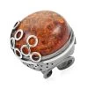 Baltic Amber Round Cab Ring In Sterling Silver 24 Grams