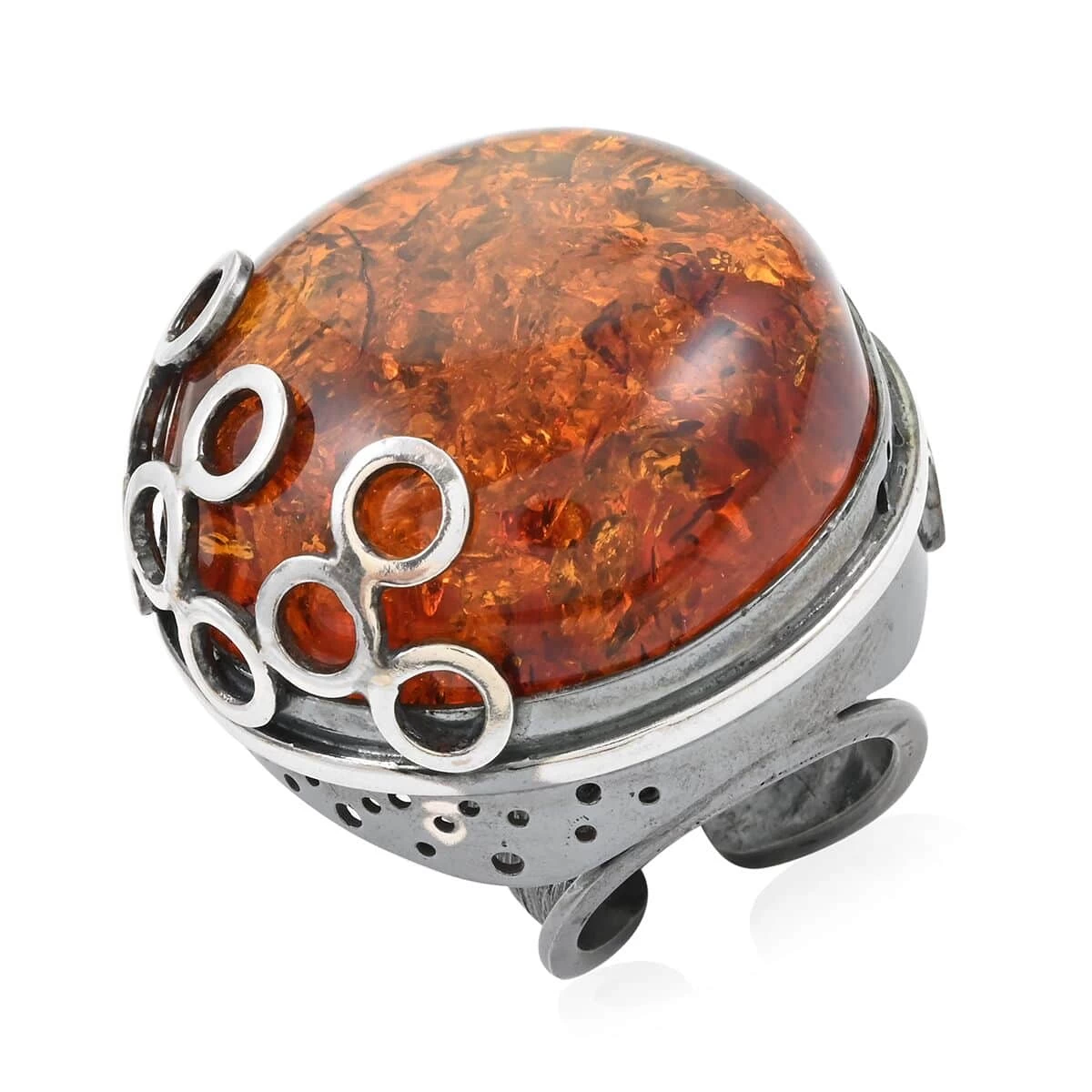 Baltic Amber Round Cab Ring In Sterling Silver 24 Grams 3 Baltic Amber Round Cab Ring In Sterling Silver 24 Grams
