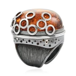 Baltic Amber Round Cab Ring In Sterling Silver 24 Grams 10 Baltic Amber Round Cab Ring In Sterling Silver 24 Grams -Jewelry store 7488956 3