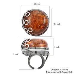 Baltic Amber Round Cab Ring In Sterling Silver 24 Grams 11 Baltic Amber Round Cab Ring In Sterling Silver 24 Grams -Jewelry store 7488956 4