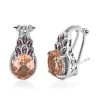 Morganique Quartz (Triplet) And Orissa Rhodolite Garnet Omega Clip Earrings In Platinum Over Sterling Silver 7.90 Ctw 1 Morganique Quartz (Triplet) And Orissa Rhodolite Garnet Omega Clip Earrings In Platinum Over Sterling Silver 7.90 Ctw -Jewelry store 7489512