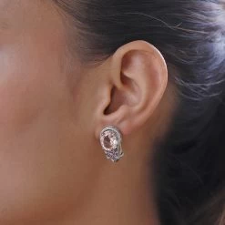 Morganique Quartz (Triplet) And Orissa Rhodolite Garnet Omega Clip Earrings In Platinum Over Sterling Silver 7.90 Ctw -Jewelry store 7489512 2