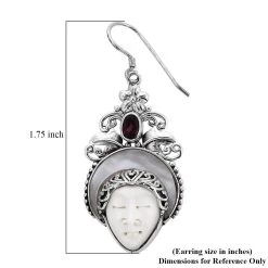 Bali Legacy Carved Bone And Multi Gemstone Earrings In Sterling Silver 4.60 Ctw -Jewelry store 7489805 4