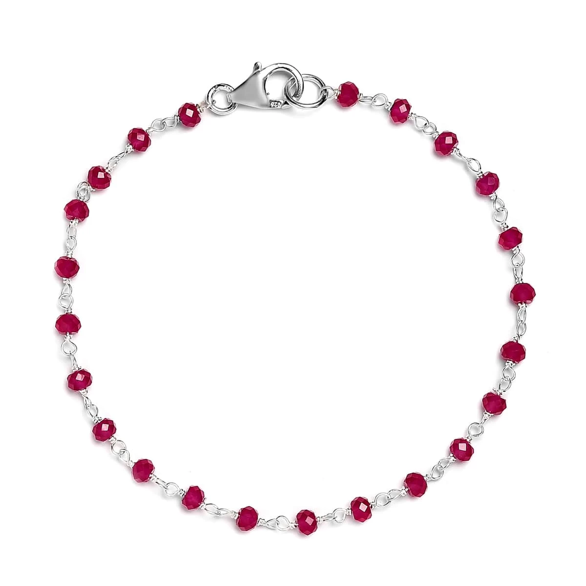 Niassa Ruby (FF) Beaded Bracelet In Sterling Silver (7.25 In) 6.00 Ctw 3 Niassa Ruby (FF) Beaded Bracelet In Sterling Silver (7.25 In) 6.00 Ctw