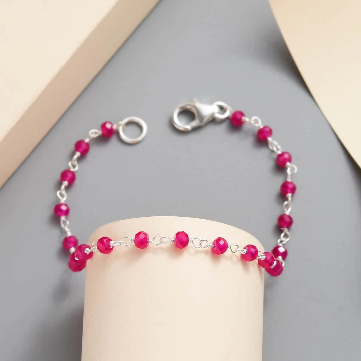 Niassa Ruby (FF) Beaded Bracelet In Sterling Silver (7.25 In) 6.00 Ctw 4 Niassa Ruby (FF) Beaded Bracelet In Sterling Silver (7.25 In) 6.00 Ctw - Image 2