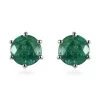 AAA Kagem Zambian Emerald Solitaire Stud Earrings In Platinum Over Sterling Silver 1.00 Ctw