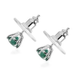 AAA Kagem Zambian Emerald Solitaire Stud Earrings In Platinum Over Sterling Silver 1.00 Ctw 10 AAA Kagem Zambian Emerald Solitaire Stud Earrings In Platinum Over Sterling Silver 1.00 Ctw -Jewelry store 7489948 3