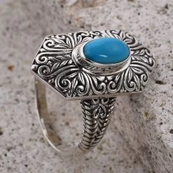 Bali Legacy Sleeping Beauty Turquoise Ring In Sterling Silver 1.10 Ctw -Jewelry store 7490102 1
