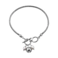 Bali Legacy Freshwater Cultured Pearl Charms Bracelet In Sterling Silver (7.25 In)