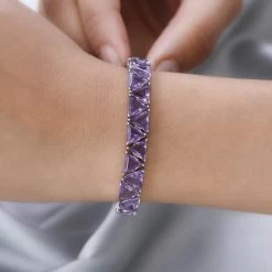 TLV Amethyst Bracelet In Platinum Over Sterling Silver (6.50 In) 29.80 Ctw -Jewelry store 7490439 2