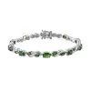 Natural Chrome Diopside And White Zircon Bracelet In Platinum Over Sterling Silver (7.25 In) 6.80 Ctw
