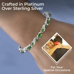 Natural Chrome Diopside And White Zircon Bracelet In Platinum Over Sterling Silver (7.25 In) 6.80 Ctw 8 Natural Chrome Diopside And White Zircon Bracelet In Platinum Over Sterling Silver (7.25 In) 6.80 Ctw -Jewelry store 7490887 2