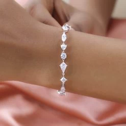 Moissanite Bracelet In Rhodium Over Sterling Silver (6.50 In) 10.15 Ctw -Jewelry store 7491026 2