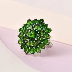 Chrome Diopside Floral Ring In Platinum Over Sterling Silver 6.25 Ctw -Jewelry store 7491147 1