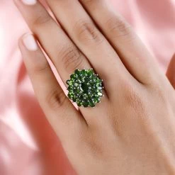 Chrome Diopside Floral Ring In Platinum Over Sterling Silver 6.65 Ctw -Jewelry store 7491147 2 1